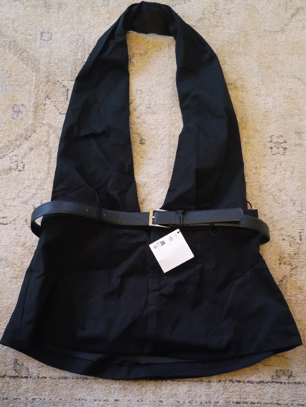 Zara Black Men's Crossbody Sling Bag with Belt Detail